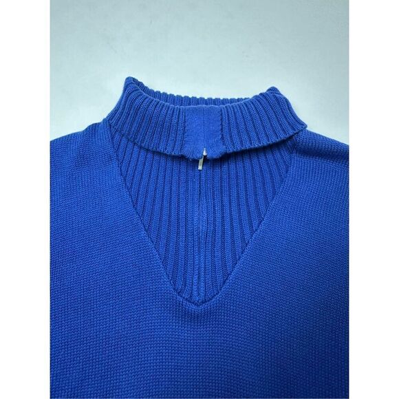Collection L Women’s Turtleneck 1/3 Zip Cotton Blend Knit Sweater Size 10 Blue - Picture 11 of 13